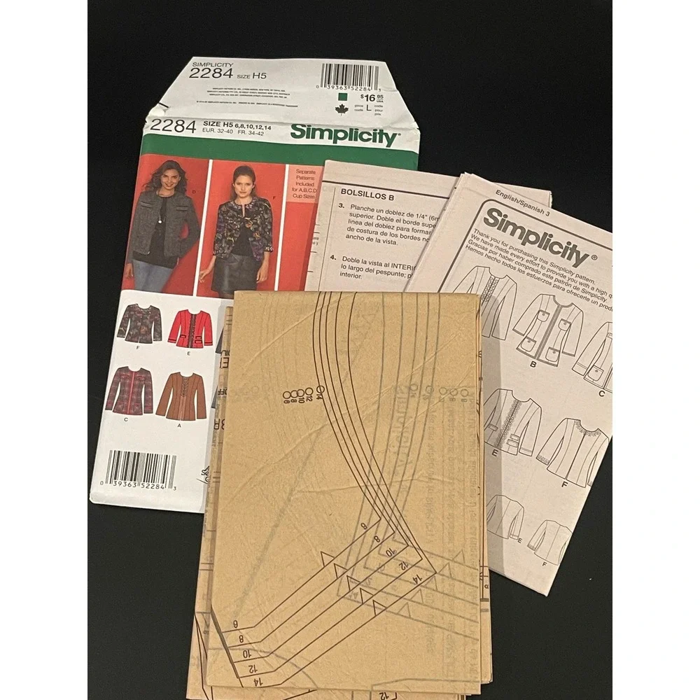 00177 - Simplicity 2284 Misses Petite Lined Jacket Sewing‎ Pattern Size H5